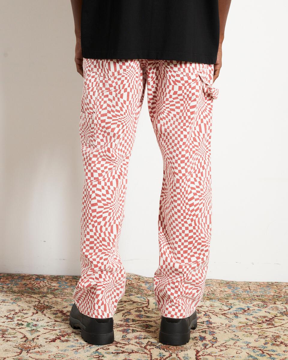 PLEASURES WASHY DOUBLE KNEE WORK PANTS - RED