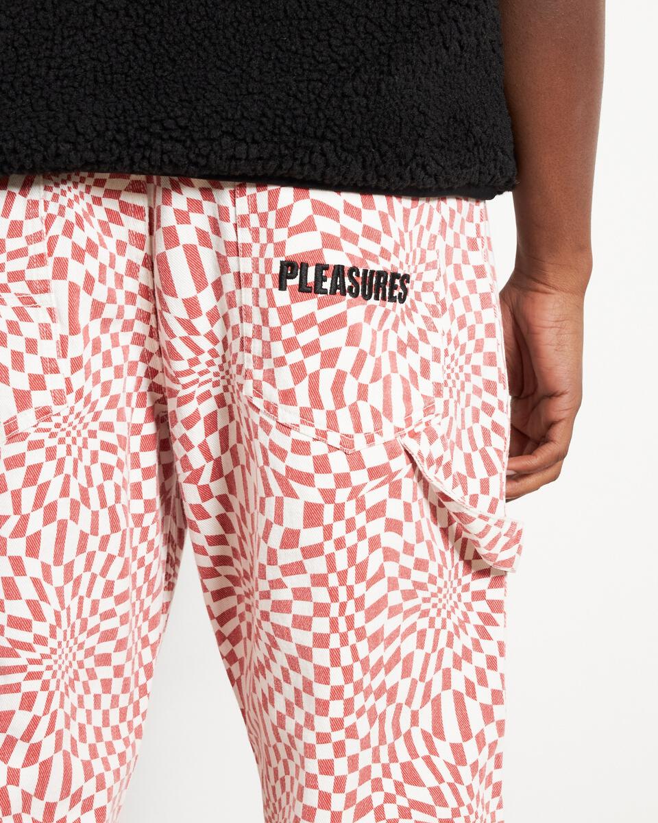 PLEASURES WASHY DOUBLE KNEE WORK PANTS - RED