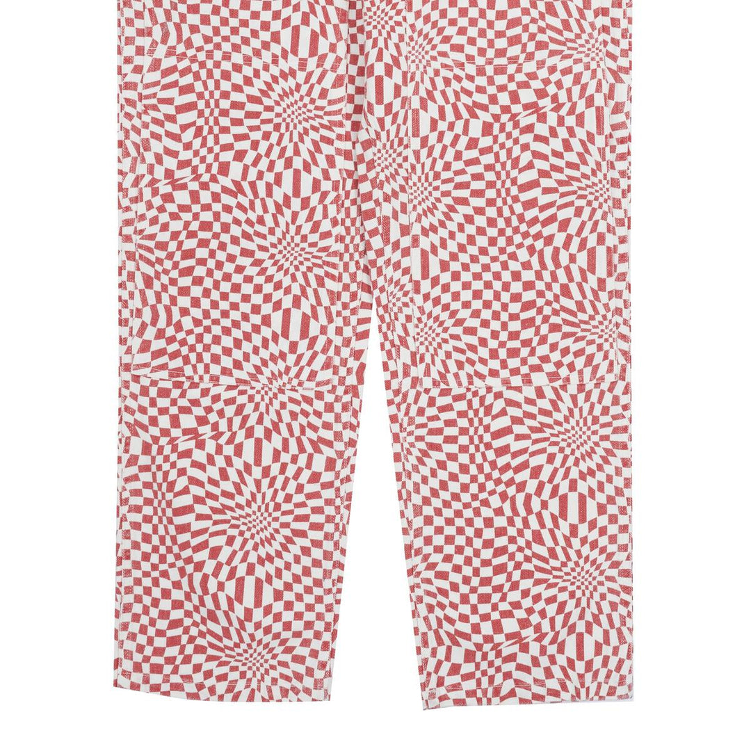 PLEASURES WASHY DOUBLE KNEE WORK PANTS - RED