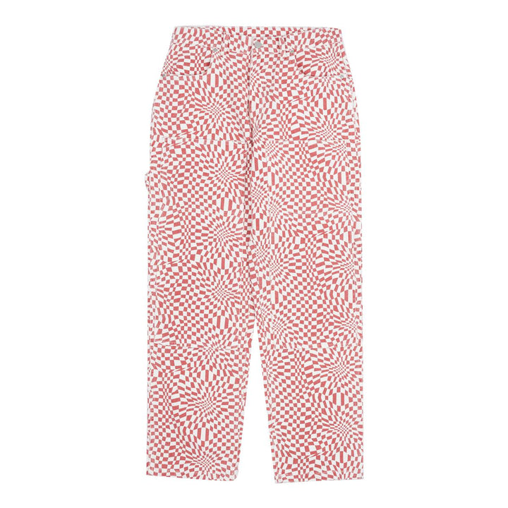 PLEASURES WASHY DOUBLE KNEE WORK PANTS - RED