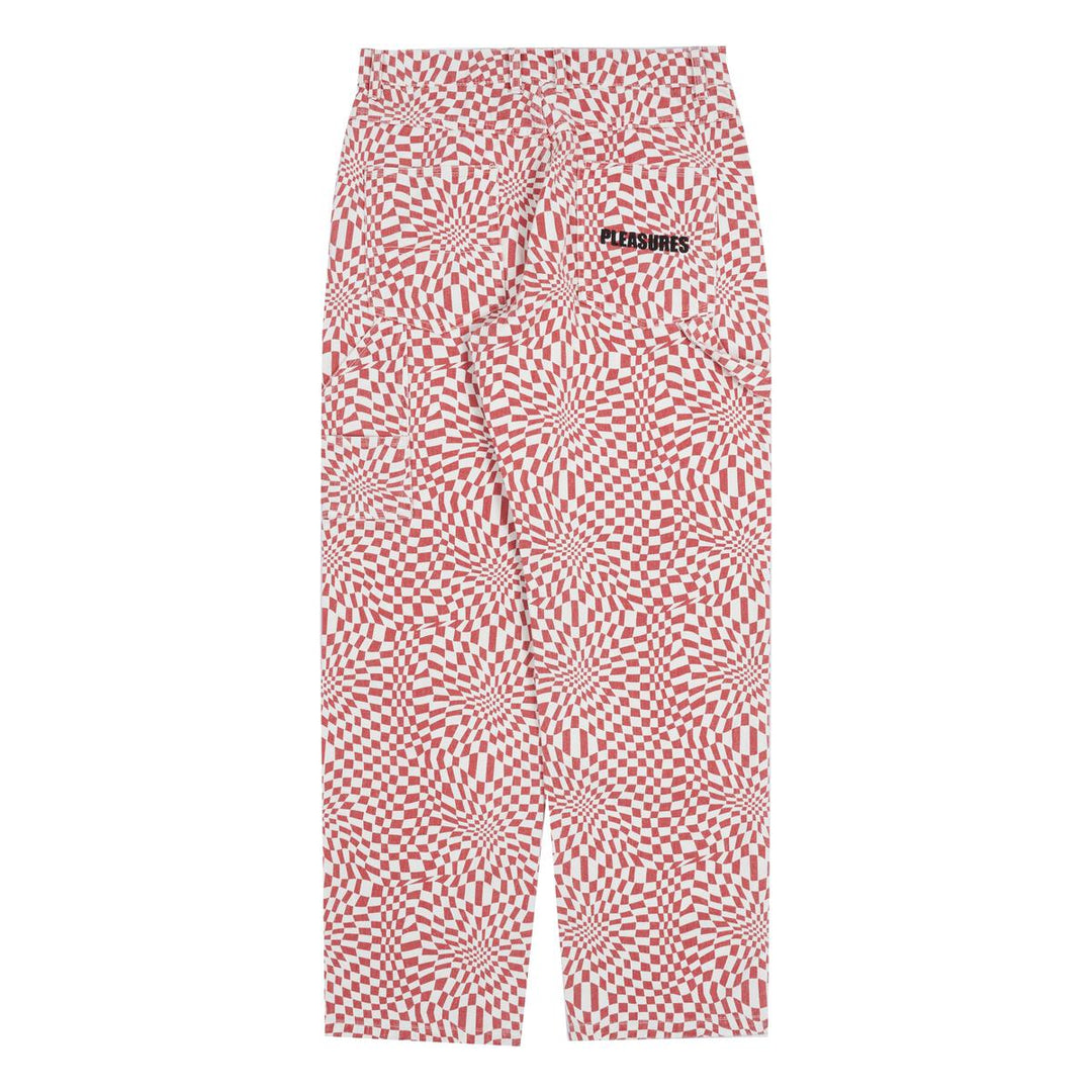 PLEASURES WASHY DOUBLE KNEE WORK PANTS - RED
