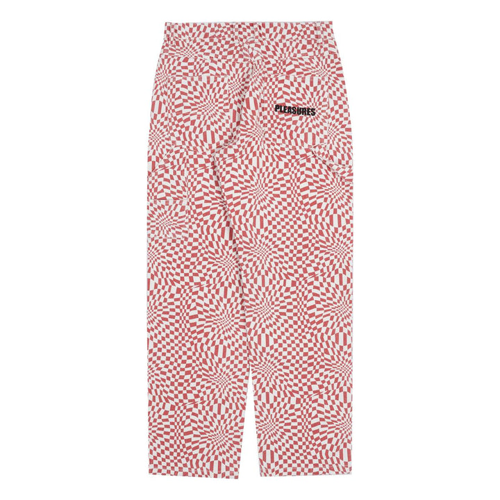 PLEASURES WASHY DOUBLE KNEE WORK PANTS - RED