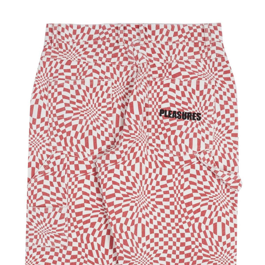 PLEASURES WASHY DOUBLE KNEE WORK PANTS - RED
