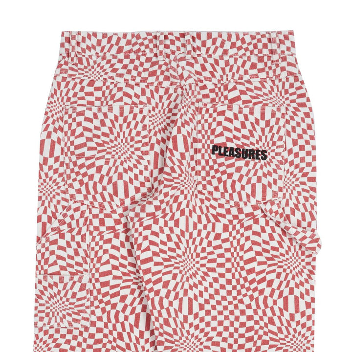 PLEASURES WASHY DOUBLE KNEE WORK PANTS - RED