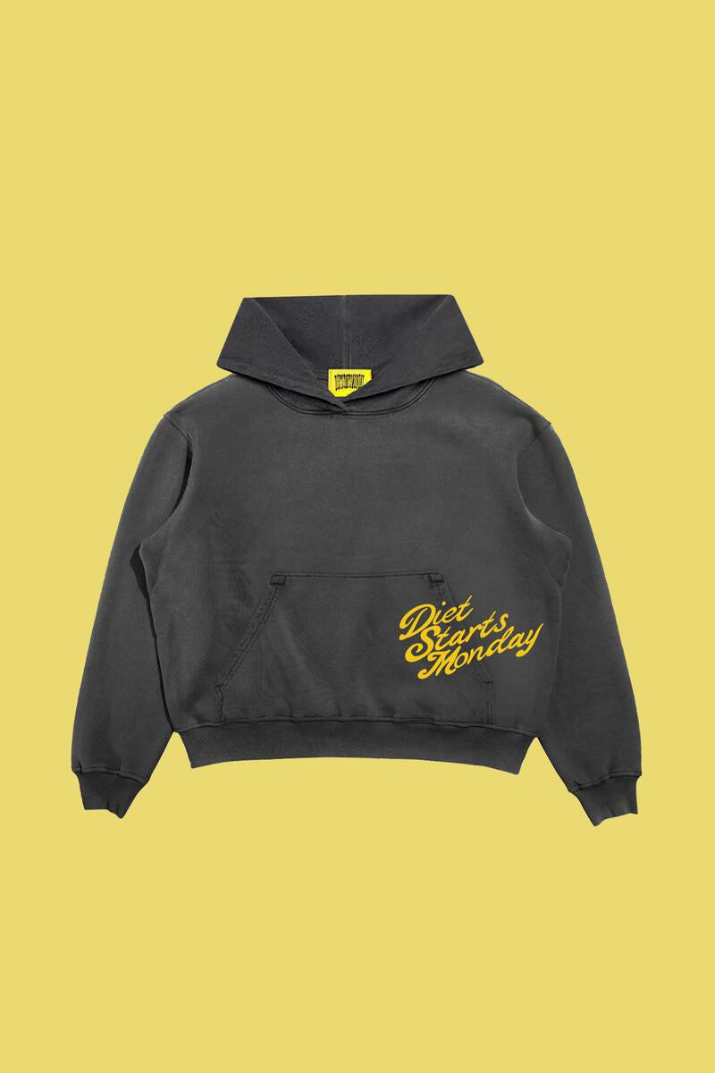 Diet Starts Monday Overlap Script Hoodie - Vintage Black