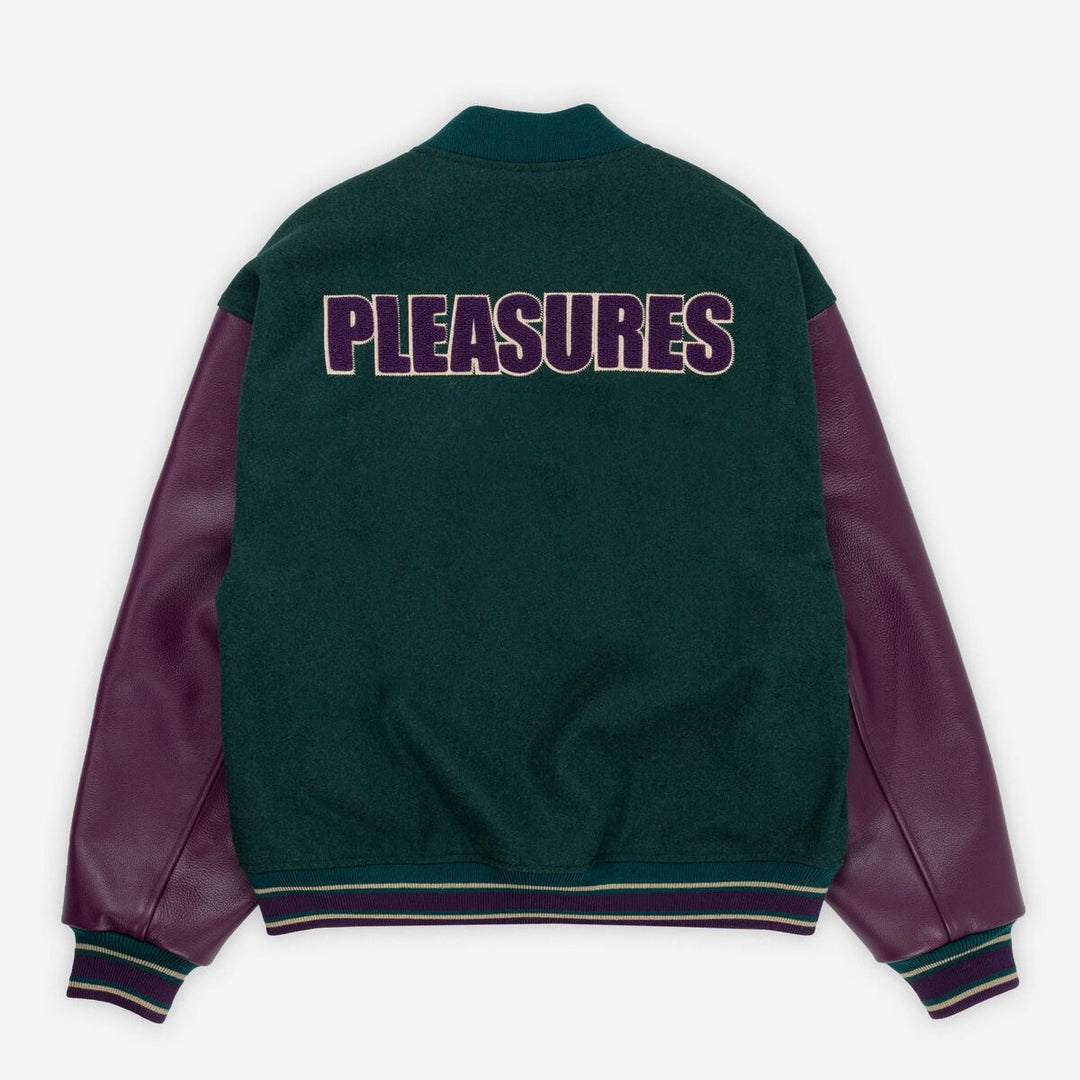 PLEASURES FAN VARSITY JACKET - GREEN