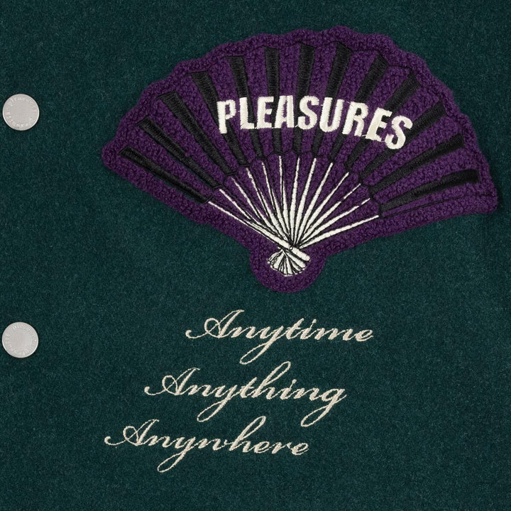 PLEASURES FAN VARSITY JACKET - GREEN