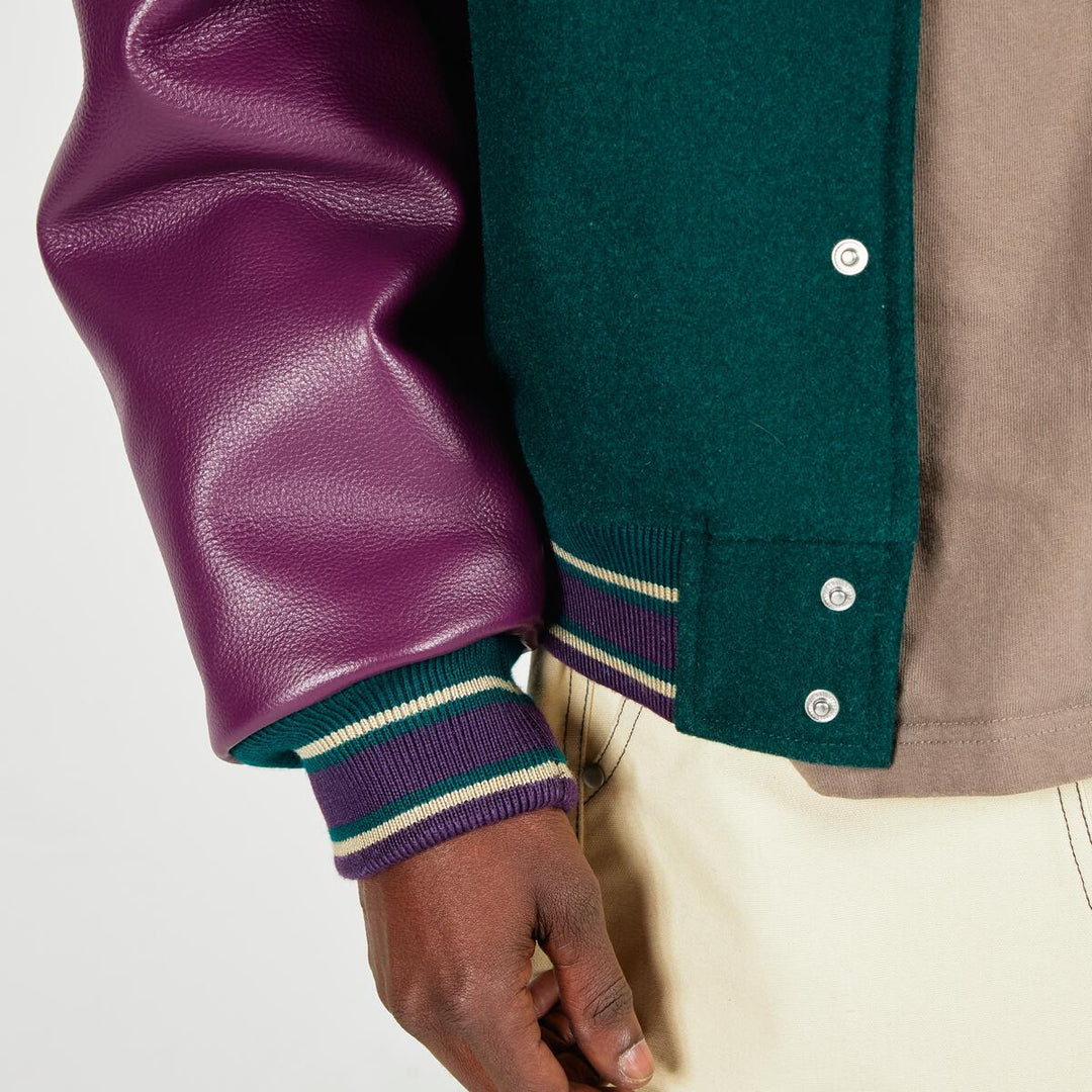 PLEASURES FAN VARSITY JACKET - GREEN