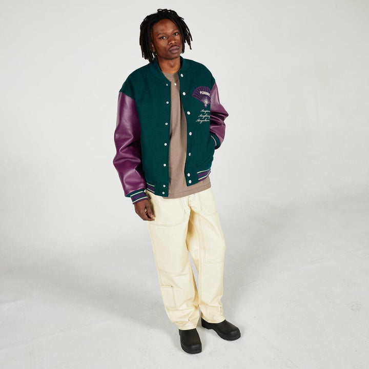 PLEASURES FAN VARSITY JACKET - GREEN