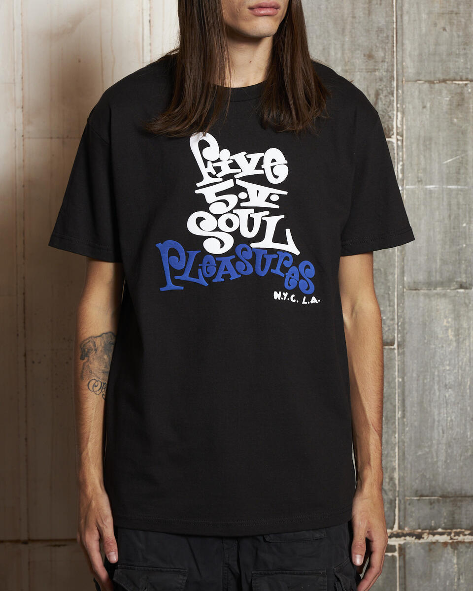 PLEASURES FIVE 5 V T-SHIRT - BLACK