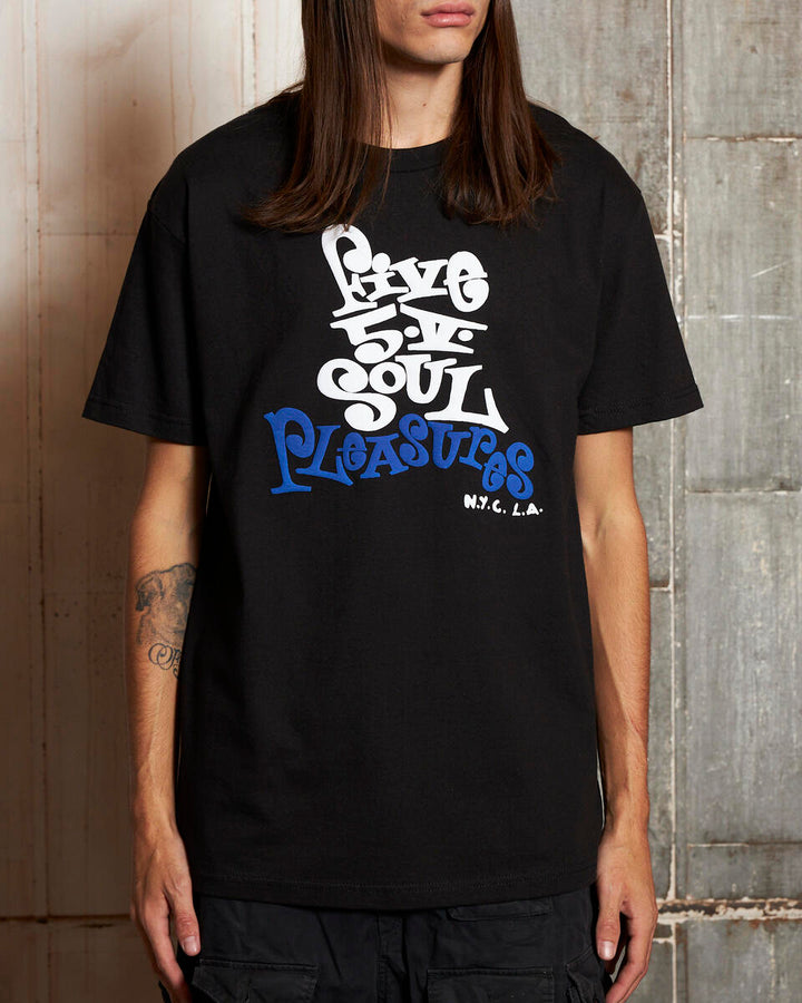 PLEASURES FIVE 5 V T-SHIRT - BLACK