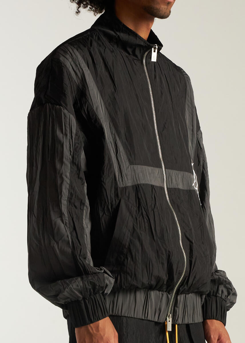 Diet Starts Monday Crinkled Nylon Track Jacket  - Black/Grey