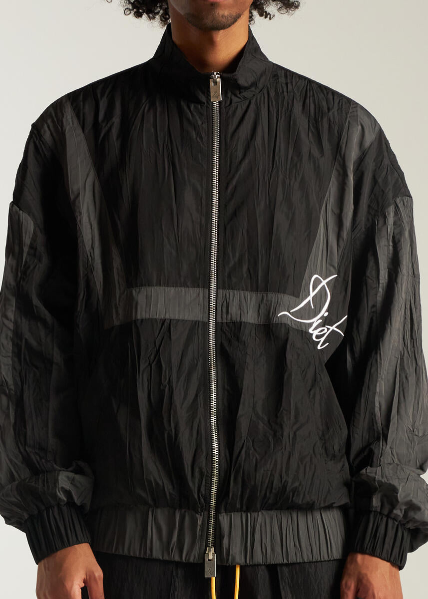 Diet Starts Monday Crinkled Nylon Track Jacket  - Black/Grey