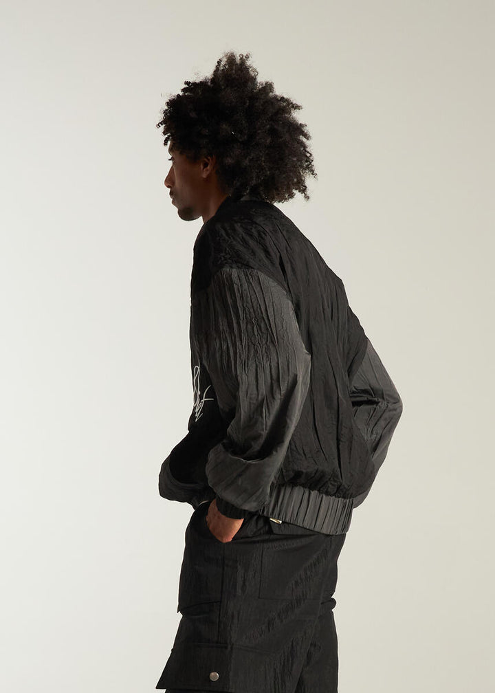 Diet Starts Monday Crinkled Nylon Track Jacket  - Black/Grey