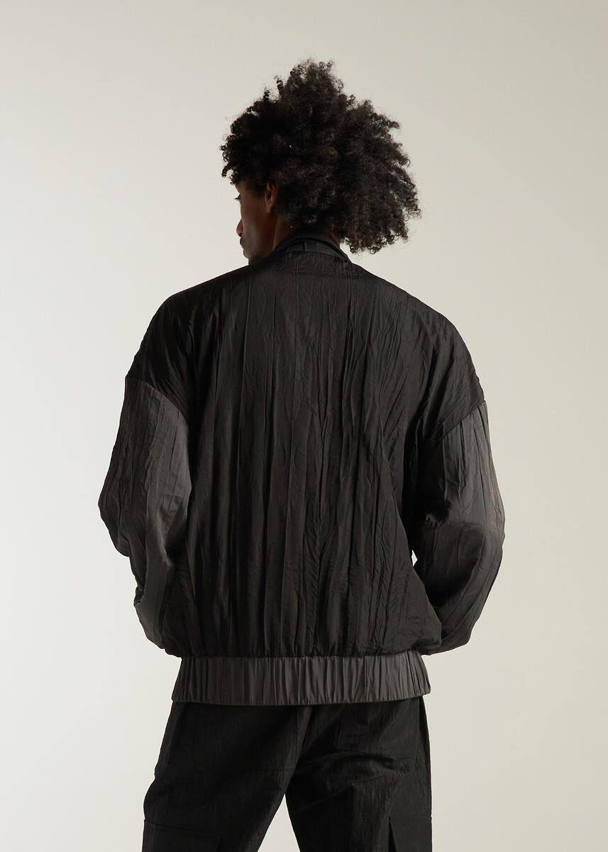 Diet Starts Monday Crinkled Nylon Track Jacket  - Black/Grey