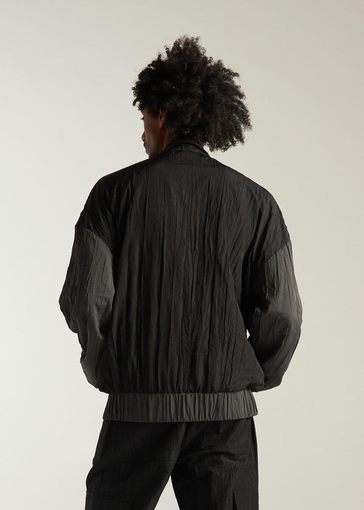 Diet Starts Monday Crinkled Nylon Track Jacket  - Black/Grey