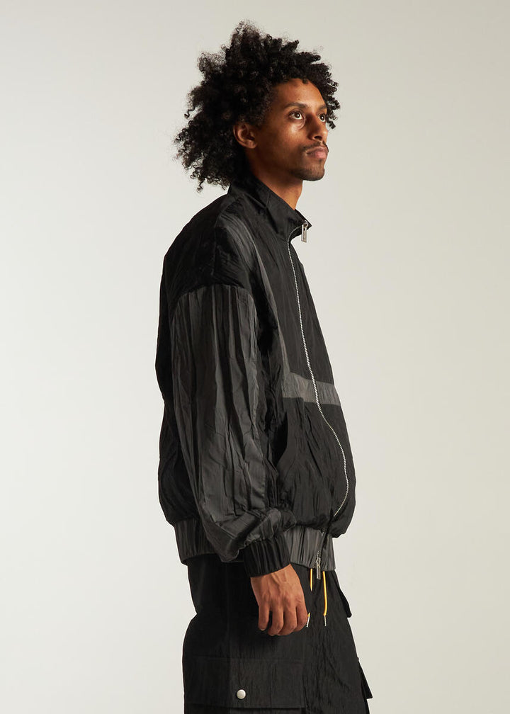 Diet Starts Monday Crinkled Nylon Track Jacket  - Black/Grey