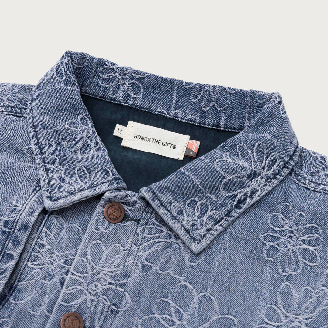 Honor The Gift Flower Jacquard Jacket - Light Indigo