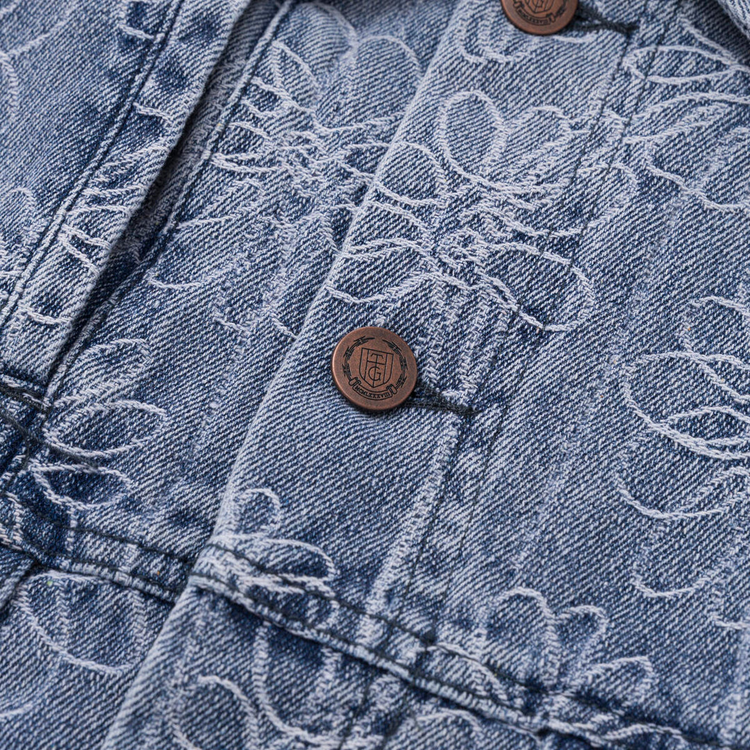 Honor The Gift Flower Jacquard Jacket - Light Indigo