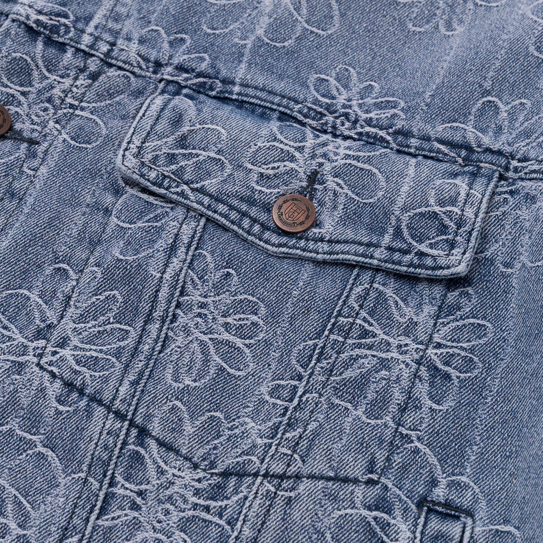 Honor The Gift Flower Jacquard Jacket - Light Indigo