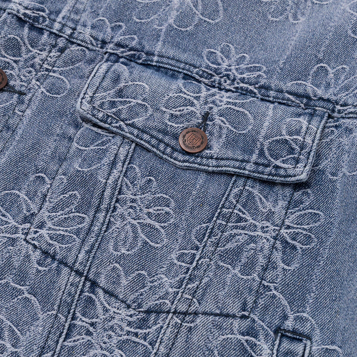 Honor The Gift Flower Jacquard Jacket - Light Indigo