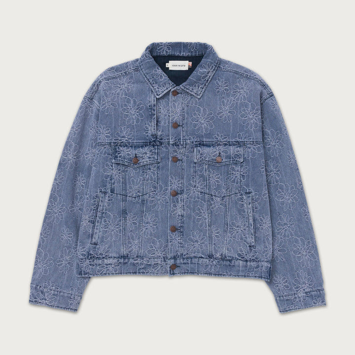 Honor The Gift Flower Jacquard Jacket - Light Indigo