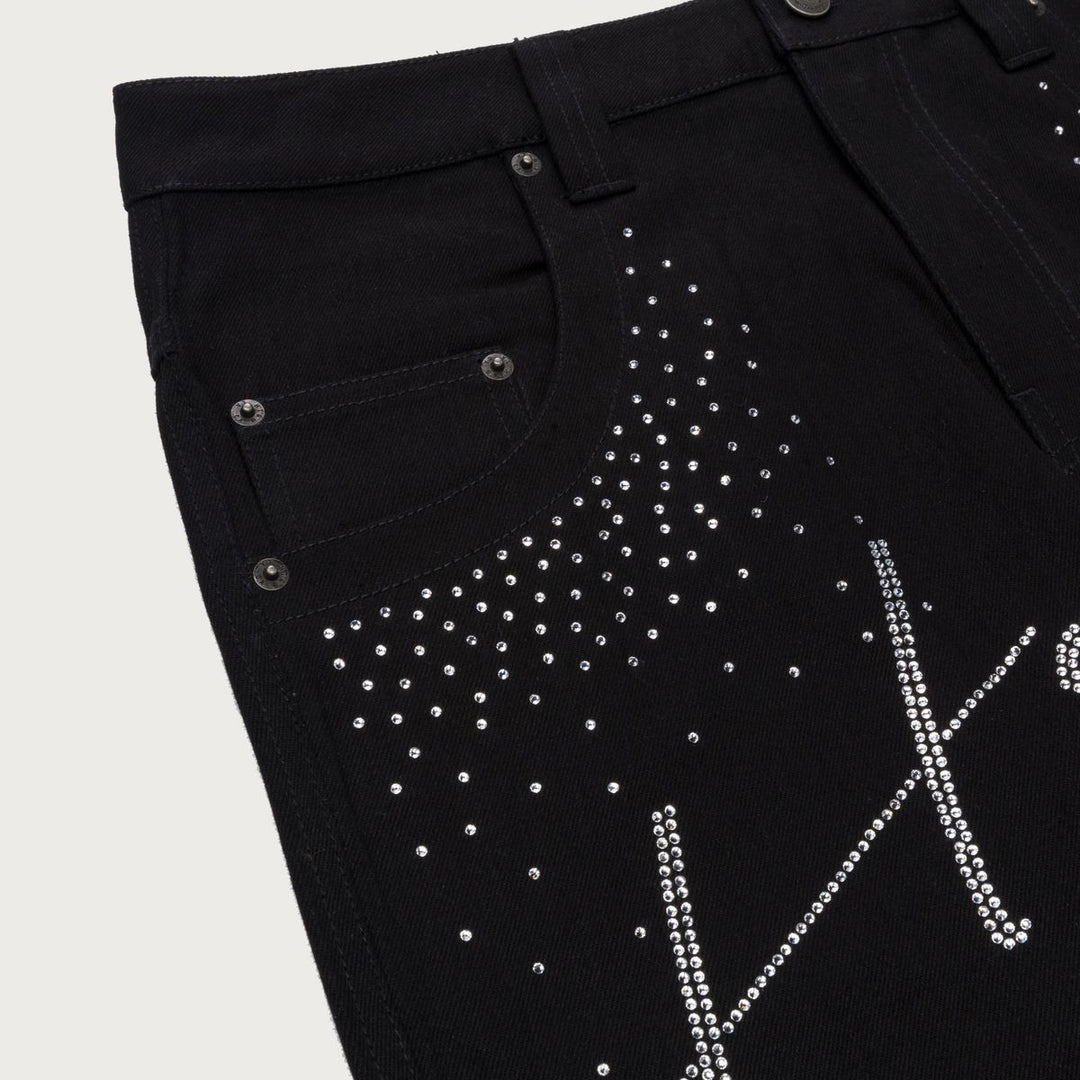 Honor The Gift Rhinestone Wide Leg Pant - Black