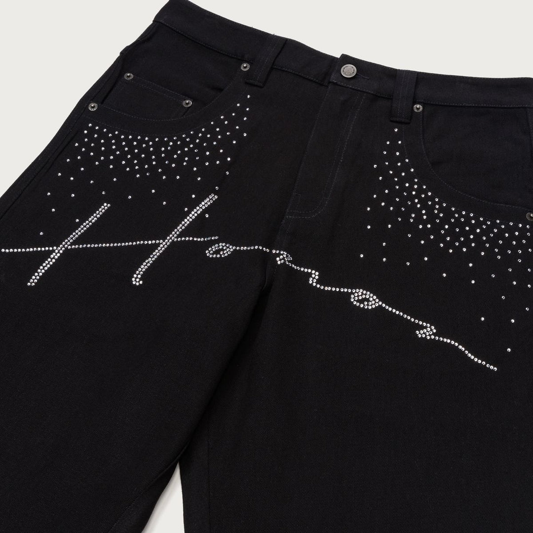 Honor The Gift Rhinestone Wide Leg Pant - Black