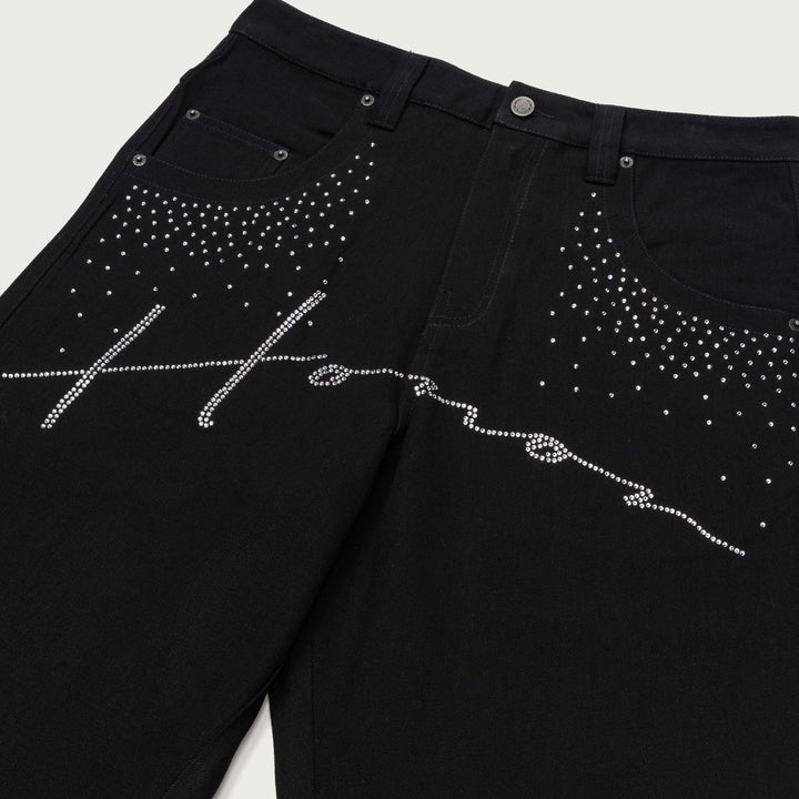 Honor The Gift Rhinestone Wide Leg Pant - Black