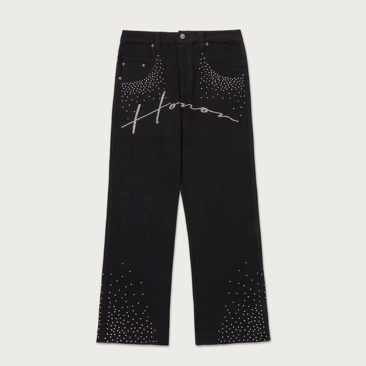 Honor The Gift Rhinestone Wide Leg Pant - Black