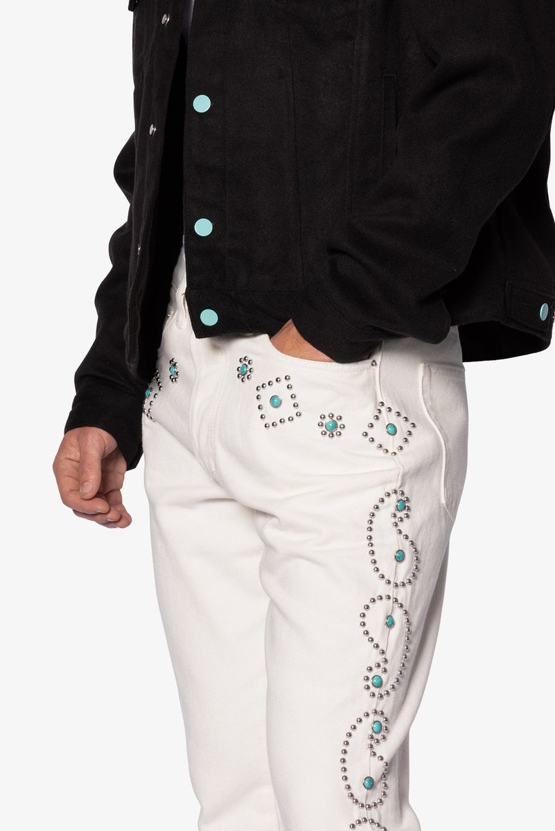 MNML B660 Paisley Stud Flare Pants - Ivory