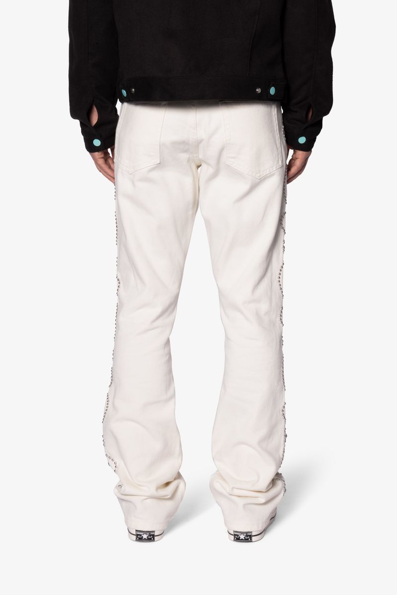 MNML B660 Paisley Stud Flare Pants - Ivory