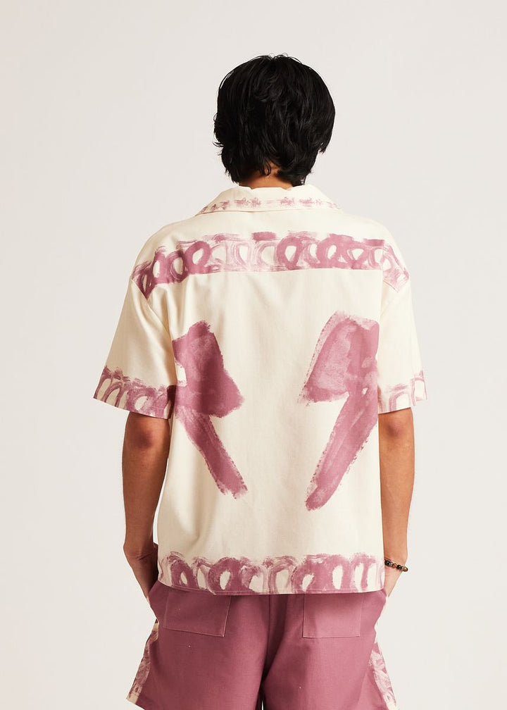 Diet Starts Monday Strokes Button Up Shirt - Cream/Pink