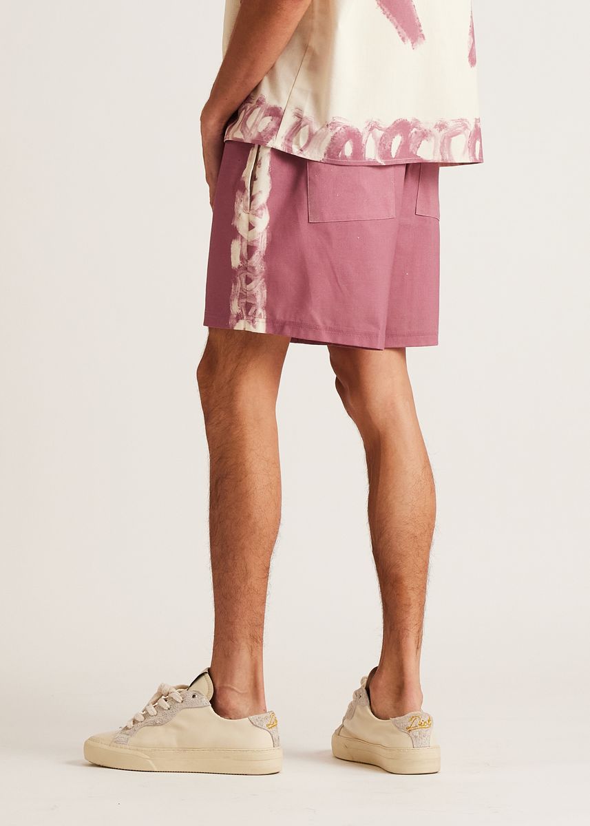 Diet Starts Monday Strokes Linen Short - Cream/Pink