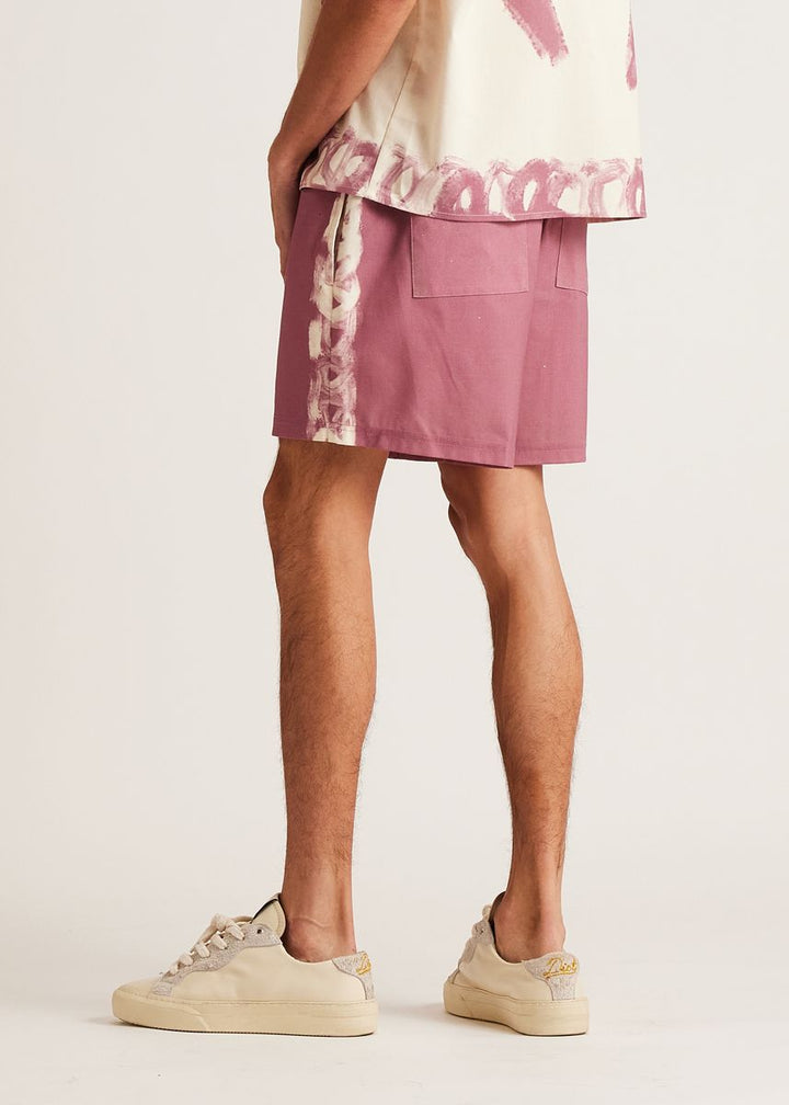 Diet Starts Monday Strokes Linen Short - Cream/Pink