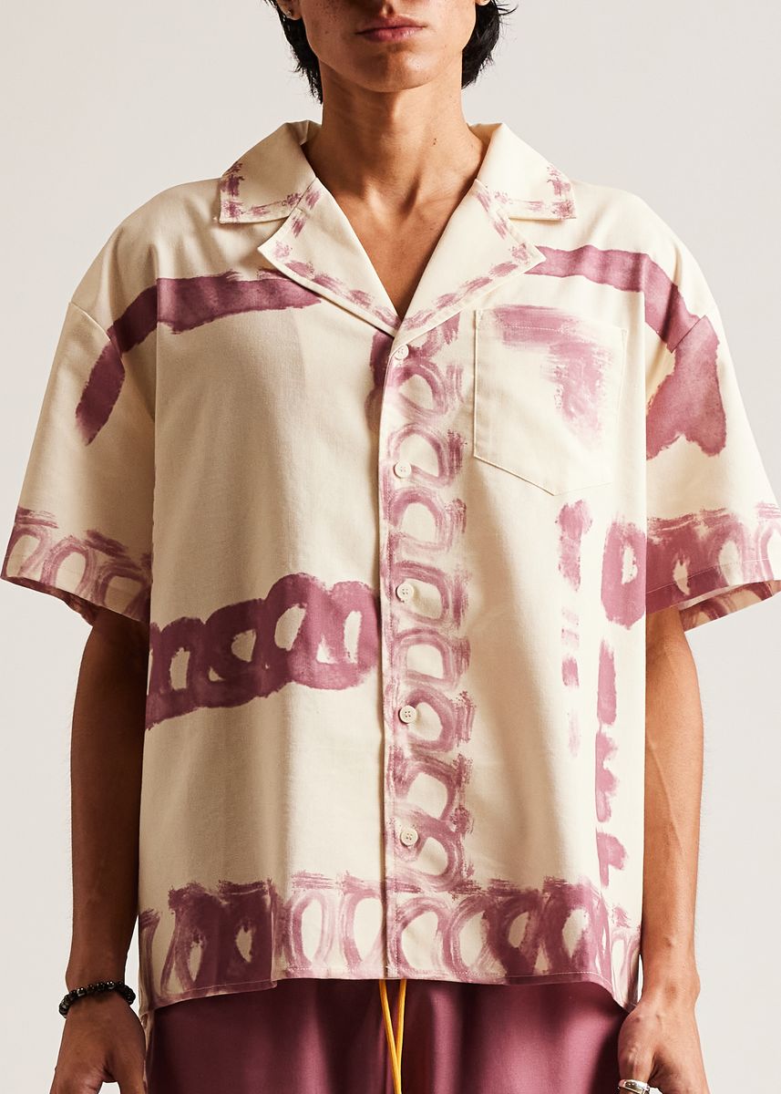 Diet Starts Monday Strokes Button Up Shirt - Cream/Pink