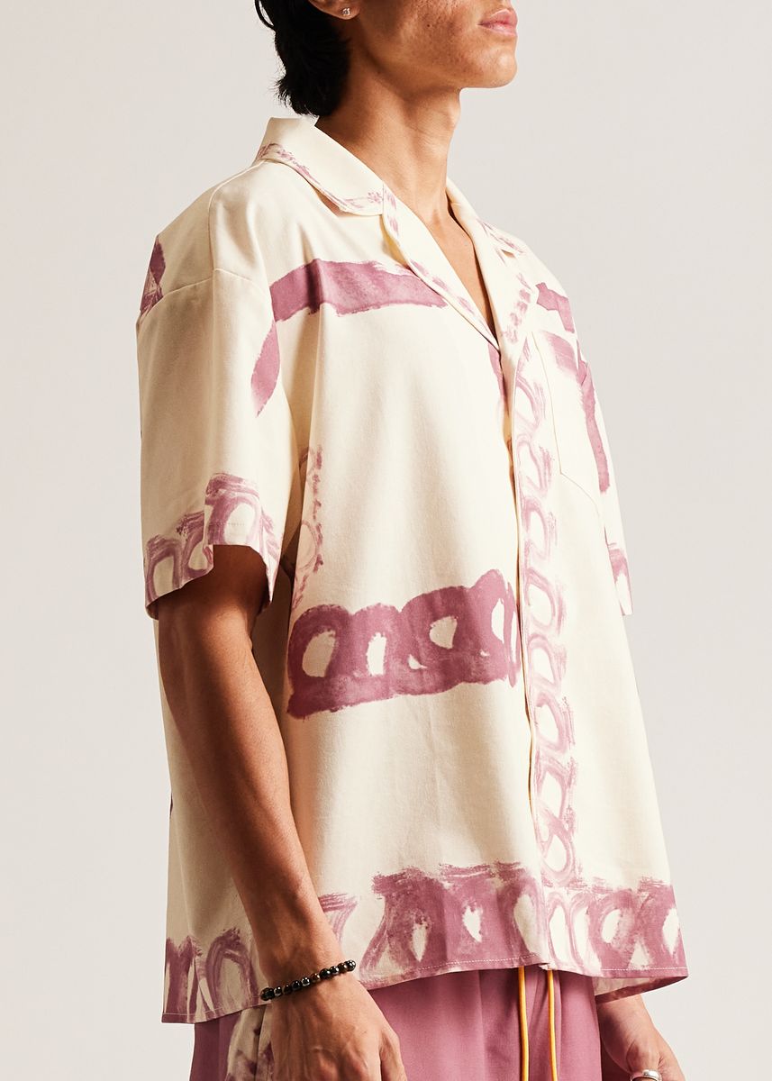 Diet Starts Monday Strokes Button Up Shirt - Cream/Pink