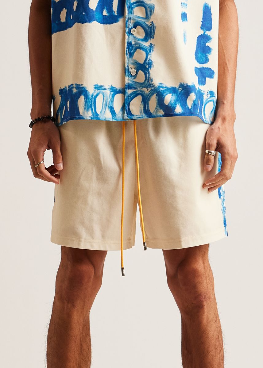 Diet Starts Monday Strokes Linen Short - Cream/Blue