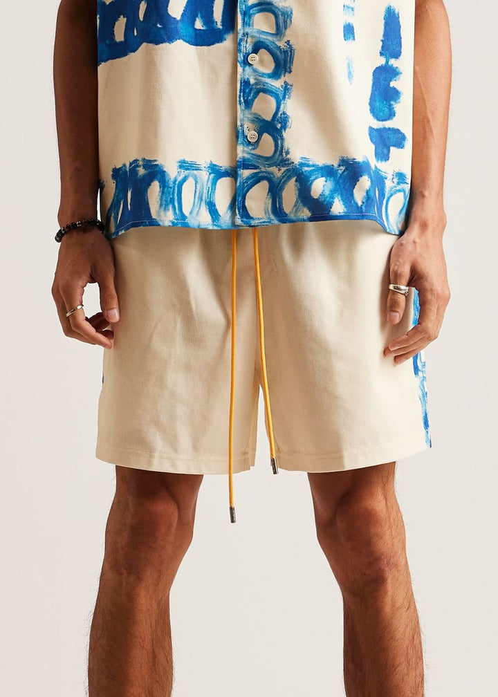 Diet Starts Monday Strokes Linen Short - Cream/Blue