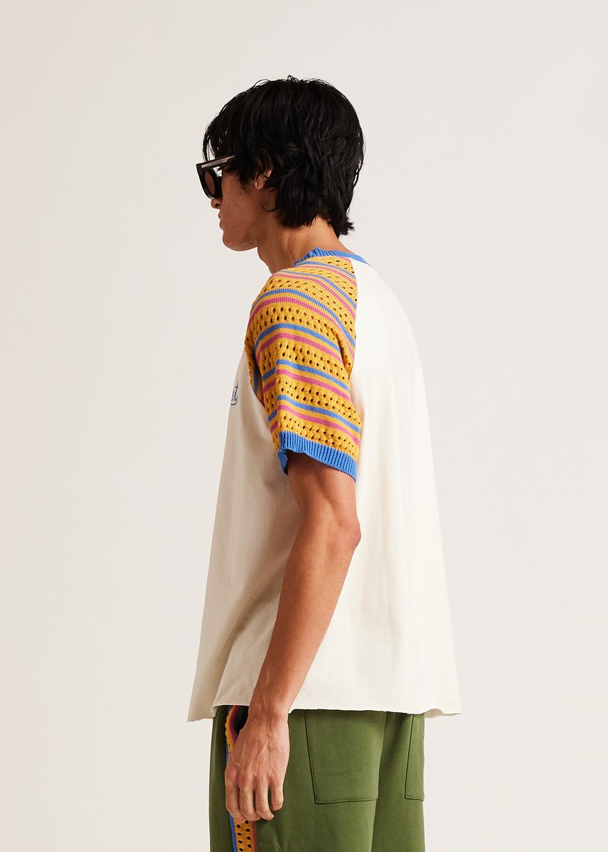 Diet Starts Monday Crochet Raglan Tee - Cream/Yellow