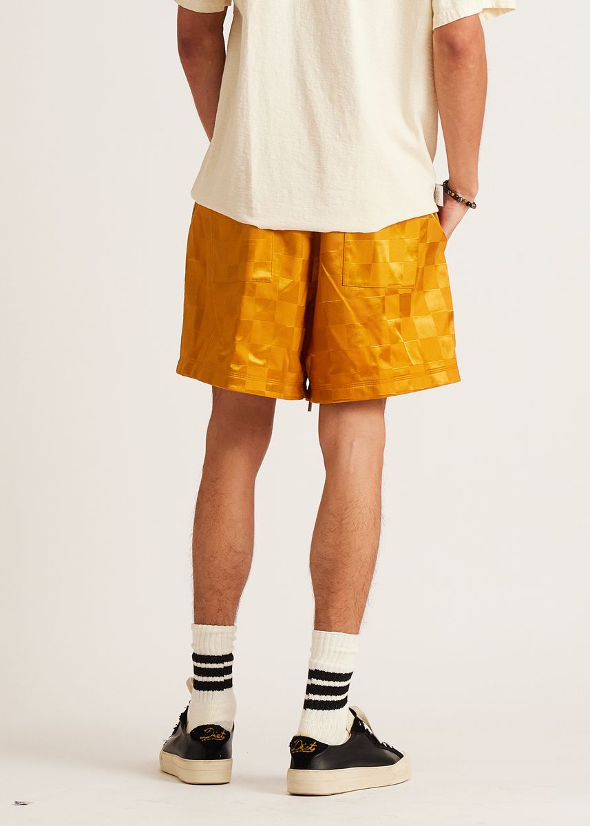Diet Starts Monday Checkered Nylon Short - Yellow