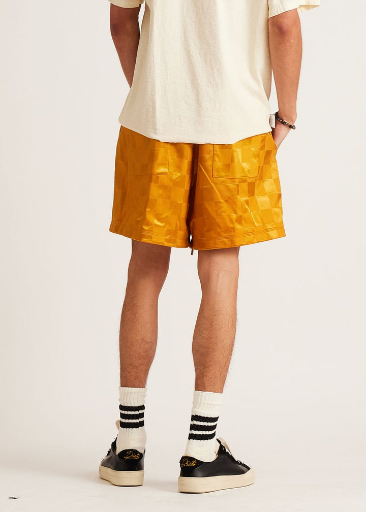 Diet Starts Monday Checkered Nylon Short - Yellow
