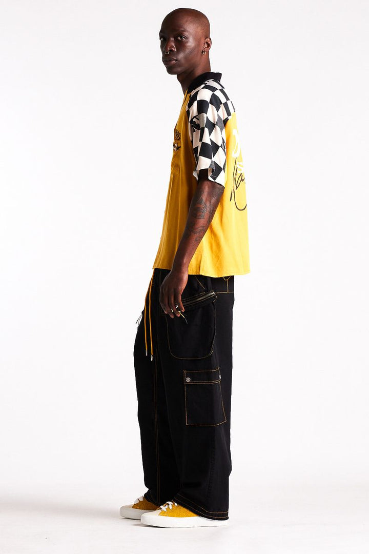 Diet Starts Monday Pit Crew Button Shirt - Yellow/Black
