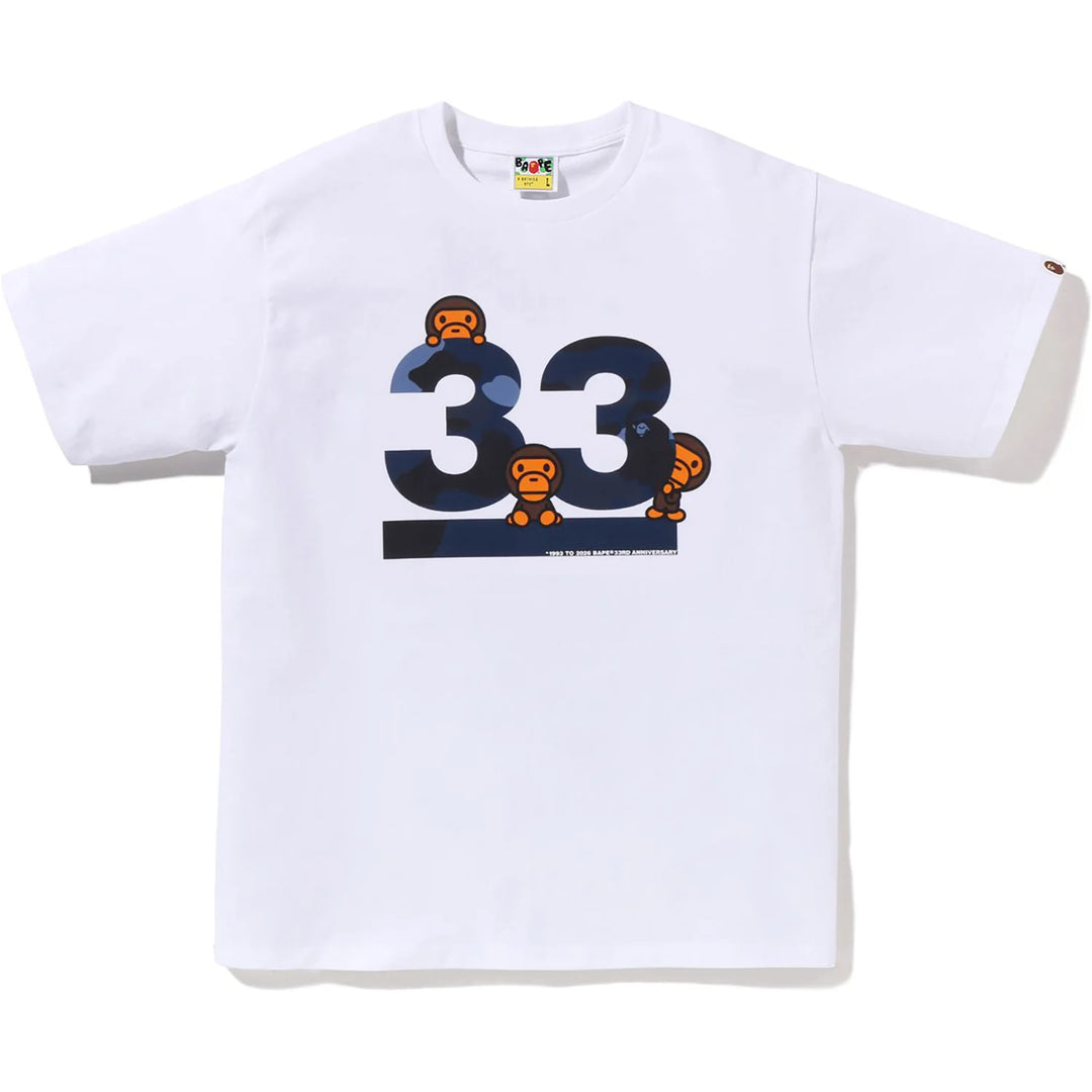 BAPE A BATHING APE 33RD ANNIV. BABY MILO TEE White X Navy