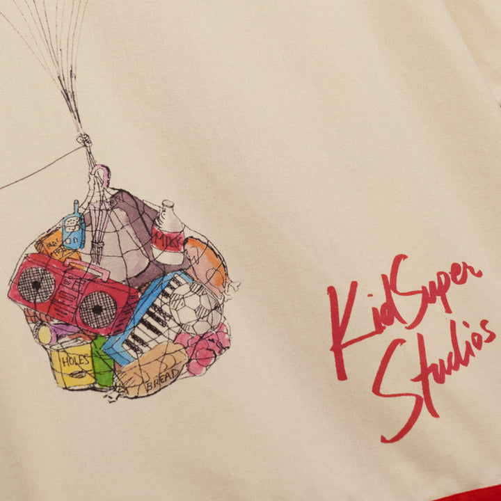 KidSuper Balloon Birds Button Up - Cream Red