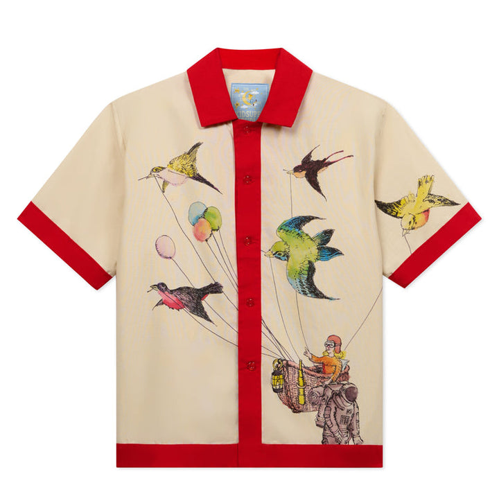 KidSuper Balloon Birds Button Up - Cream Red