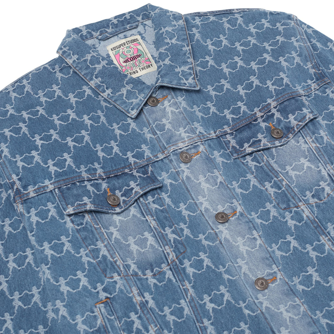 KidSuper Studios Jaquard Dancing Ladies Denim Jacket - Blue