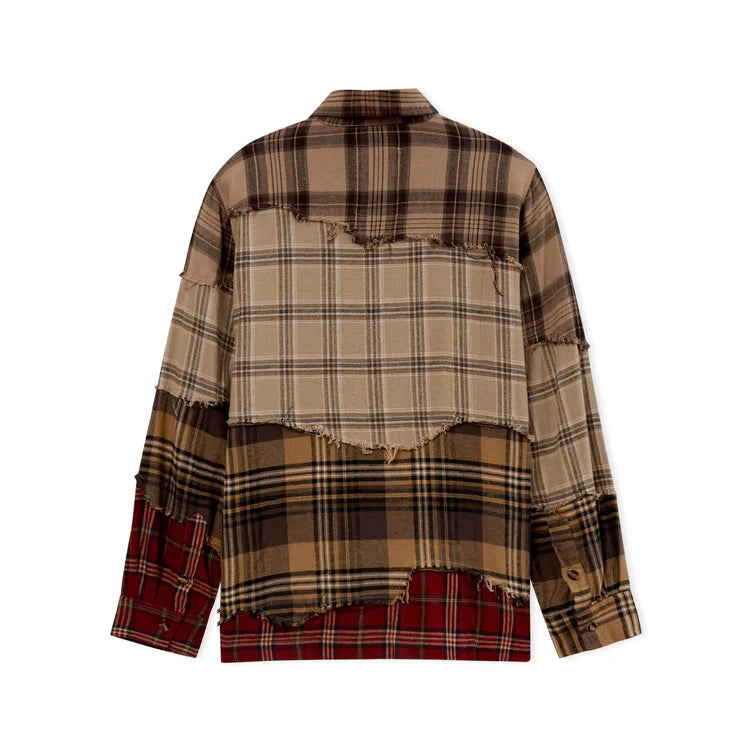 KidSuper Studios Face Patchwork Flannel Shirt - Red Multi