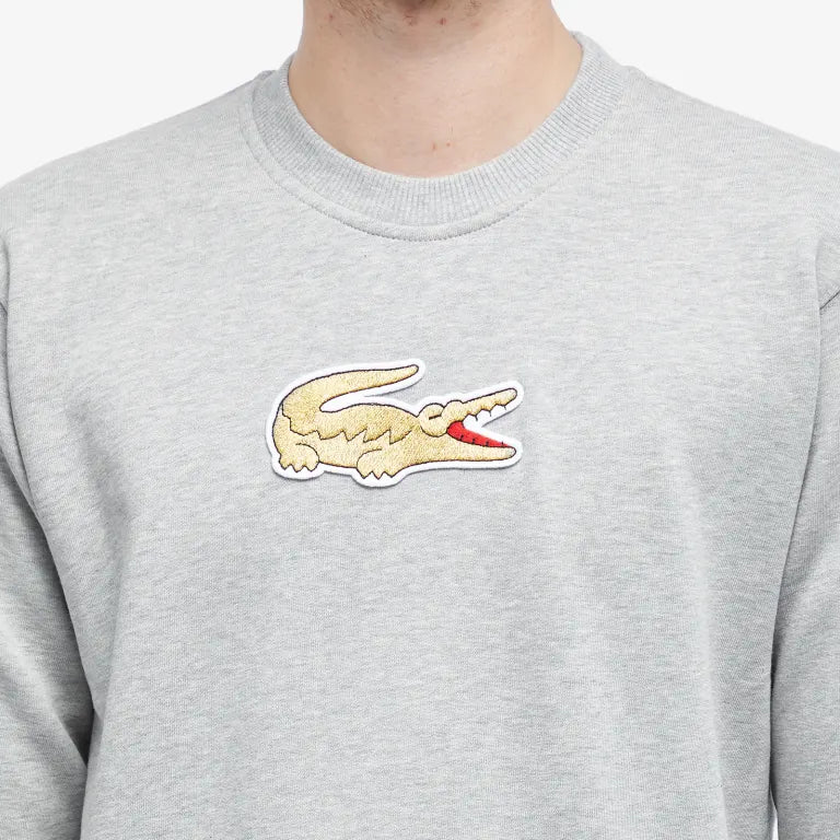 Comme des Garçons SHIRT x Lacoste Large Croc Crew Sweat - Top Grey & Gold