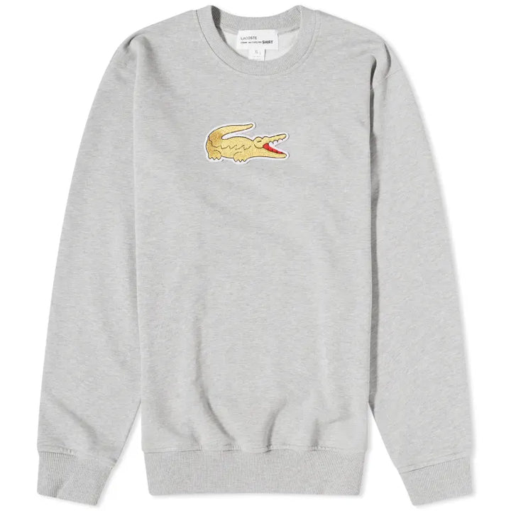 Comme des Garçons SHIRT x Lacoste Large Croc Crew Sweat - Top Grey & Gold